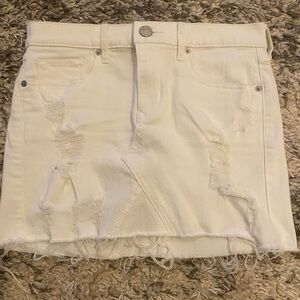 Express Cream Distressed Mini Skirt